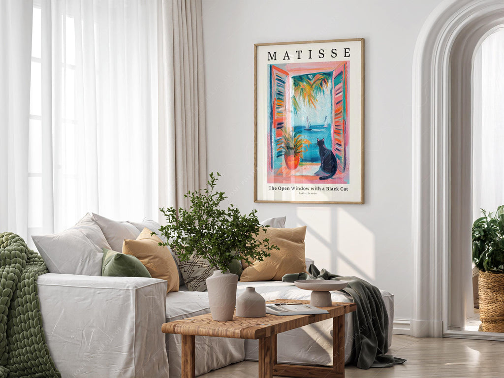Matisse Inspired - The Open Window with a Black Cat Print – Colorful Wall Art