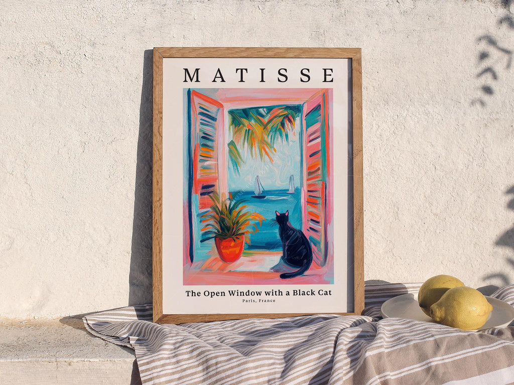 Matisse Inspired - The Open Window with a Black Cat Print – Colorful Wall Art