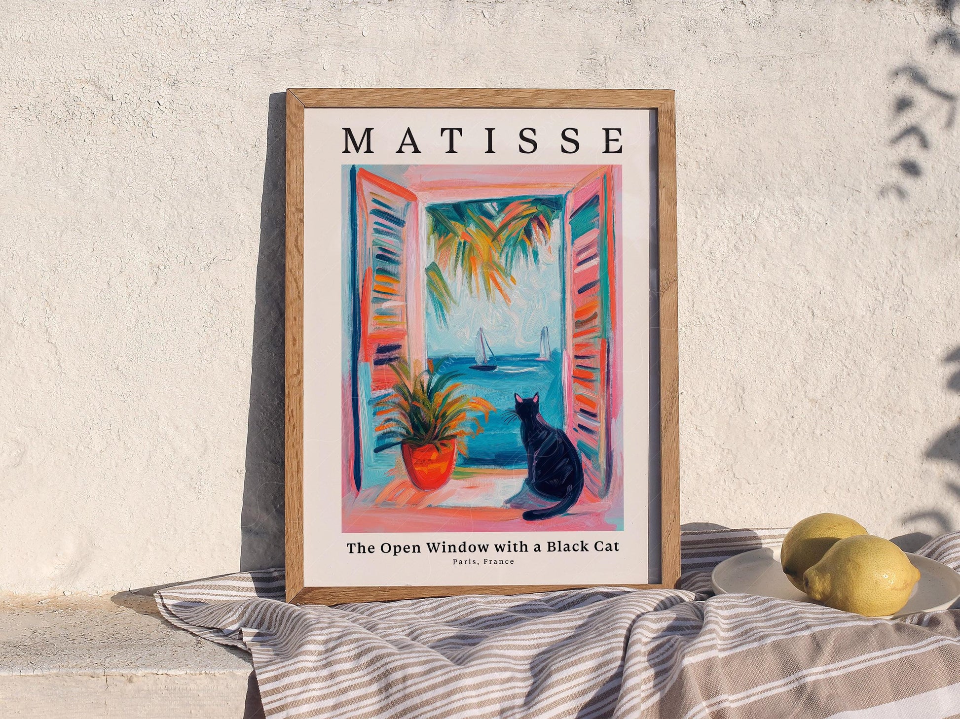 Matisse Inspired - The Open Window with a Black Cat Print – Colorful Wall Art