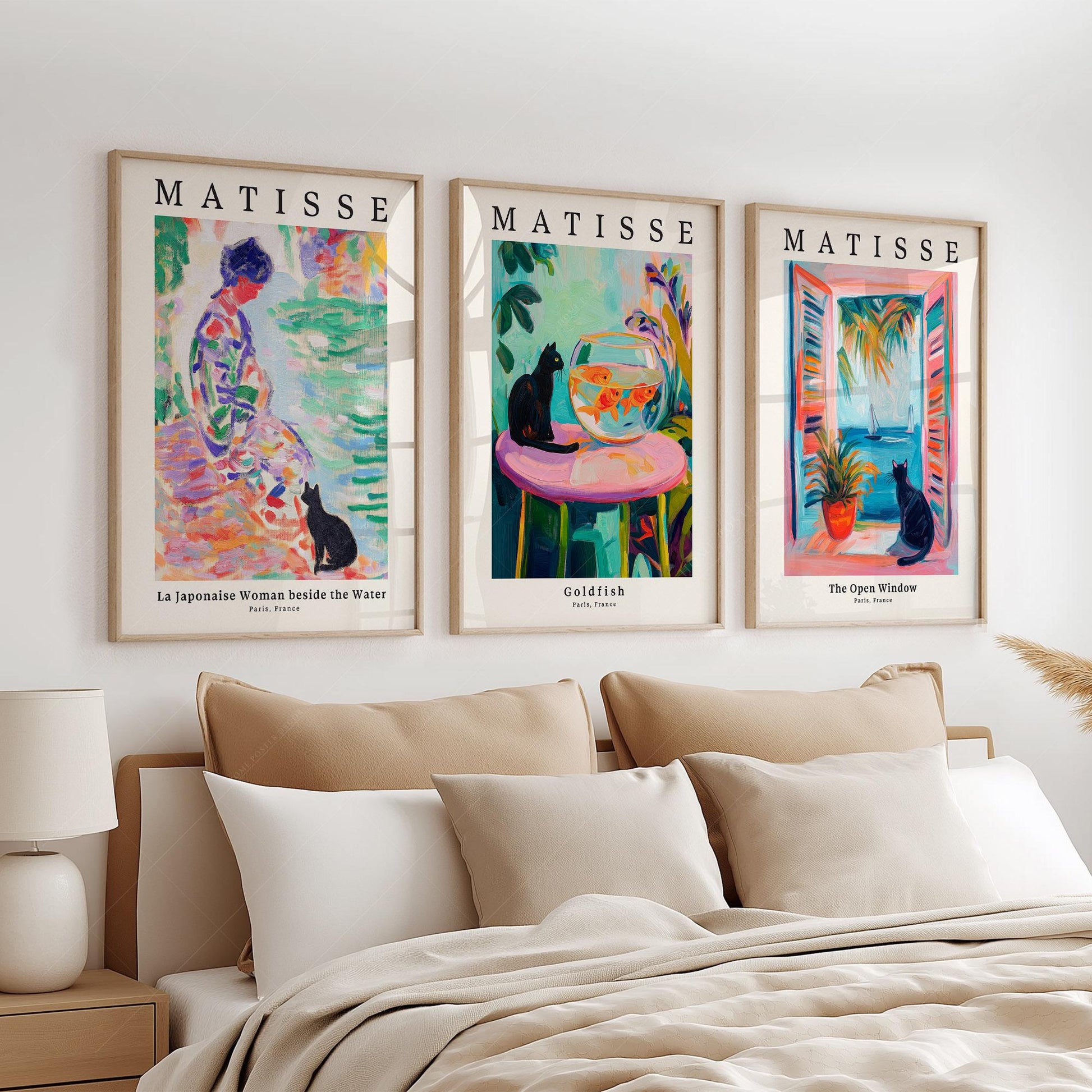 Matisse Black Cat Art Print Set of 3 – Colorful Wall Art Poster Collection