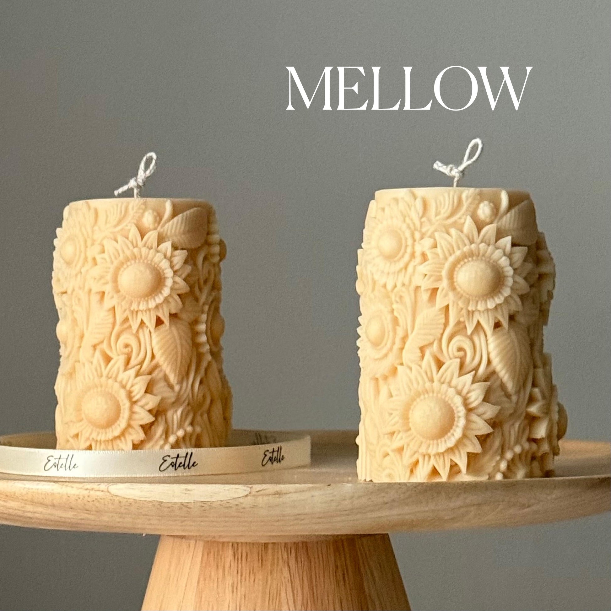 Handmade Sunflower Soy Pillar Candle: Home Decor Gift