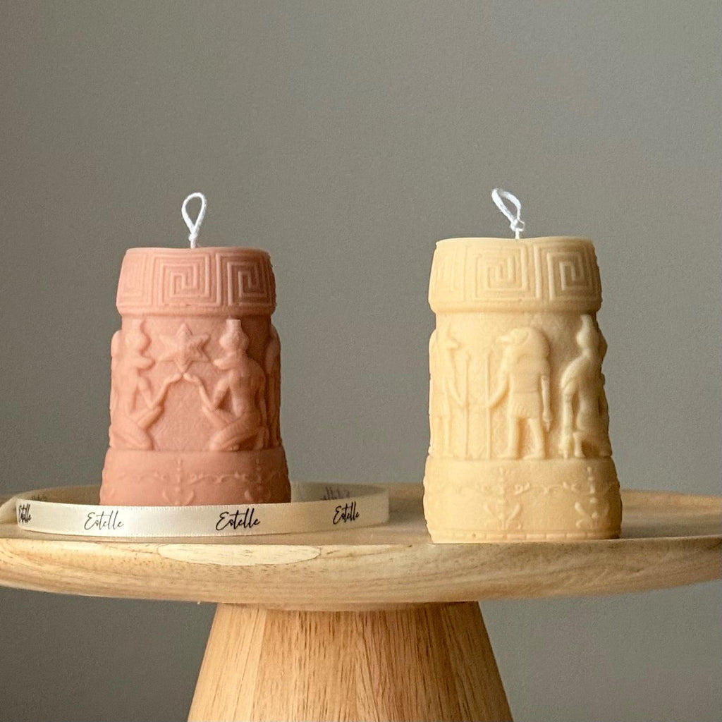 Egypt Pillar Candle: Handmade Soy Wax Table Decor