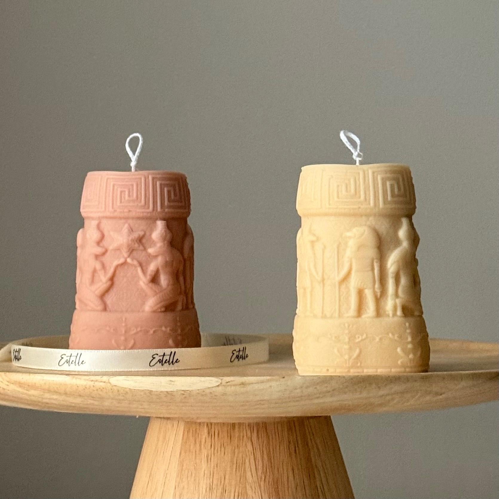 Egypt Pillar Candle: Handmade Soy Wax Table Decor