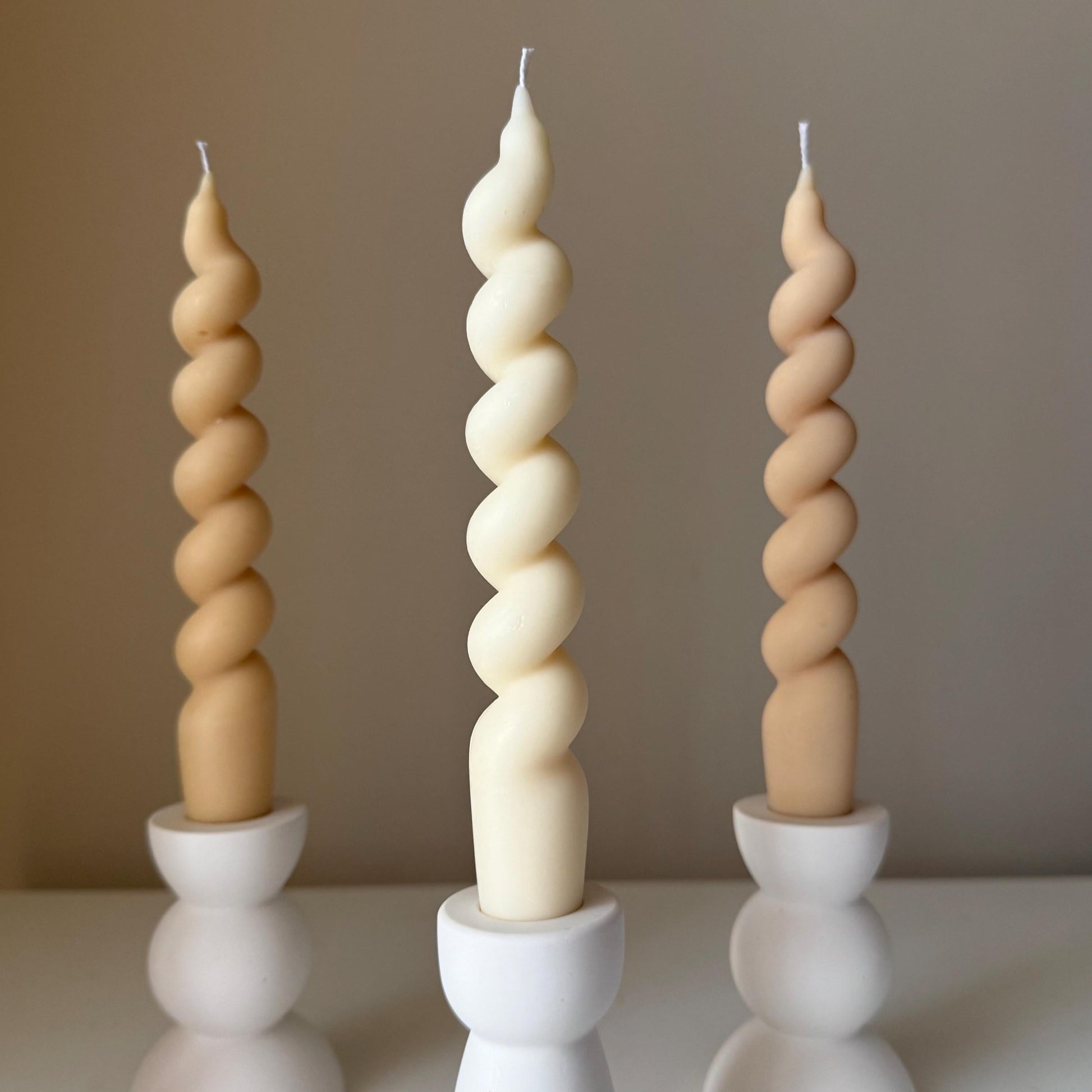 Handmade Spiral Soy Wax Taper Candle: Decorative Centerpiece
