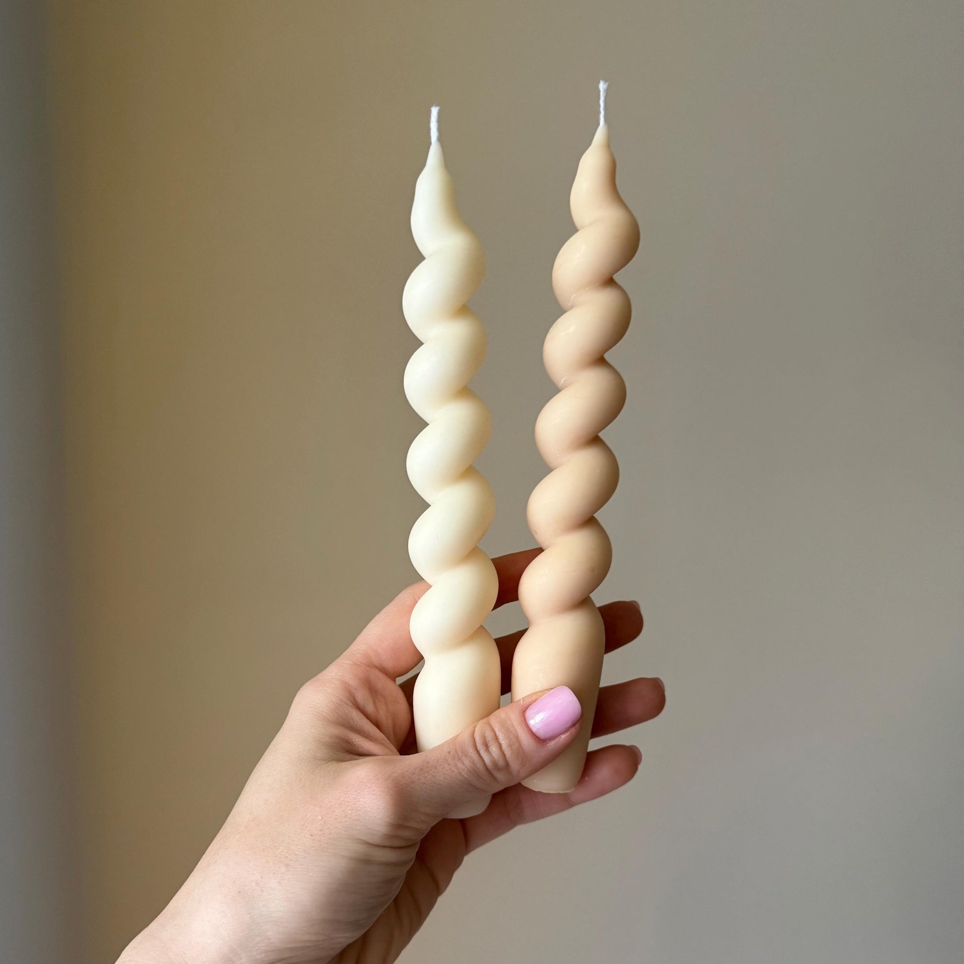 Handmade Spiral Soy Wax Taper Candle: Decorative Centerpiece