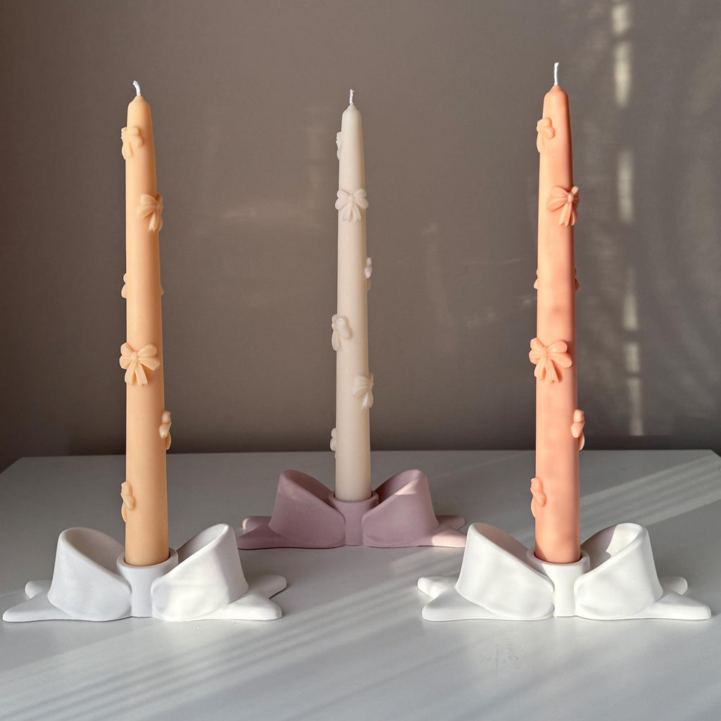 Bowtie Jesmonite Candlestick Holder: Modern Table Decor