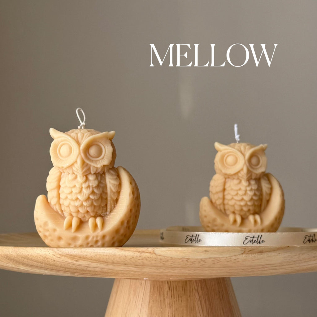 Moon Owl Soy Candle: Handmade Sculptural Home Decor