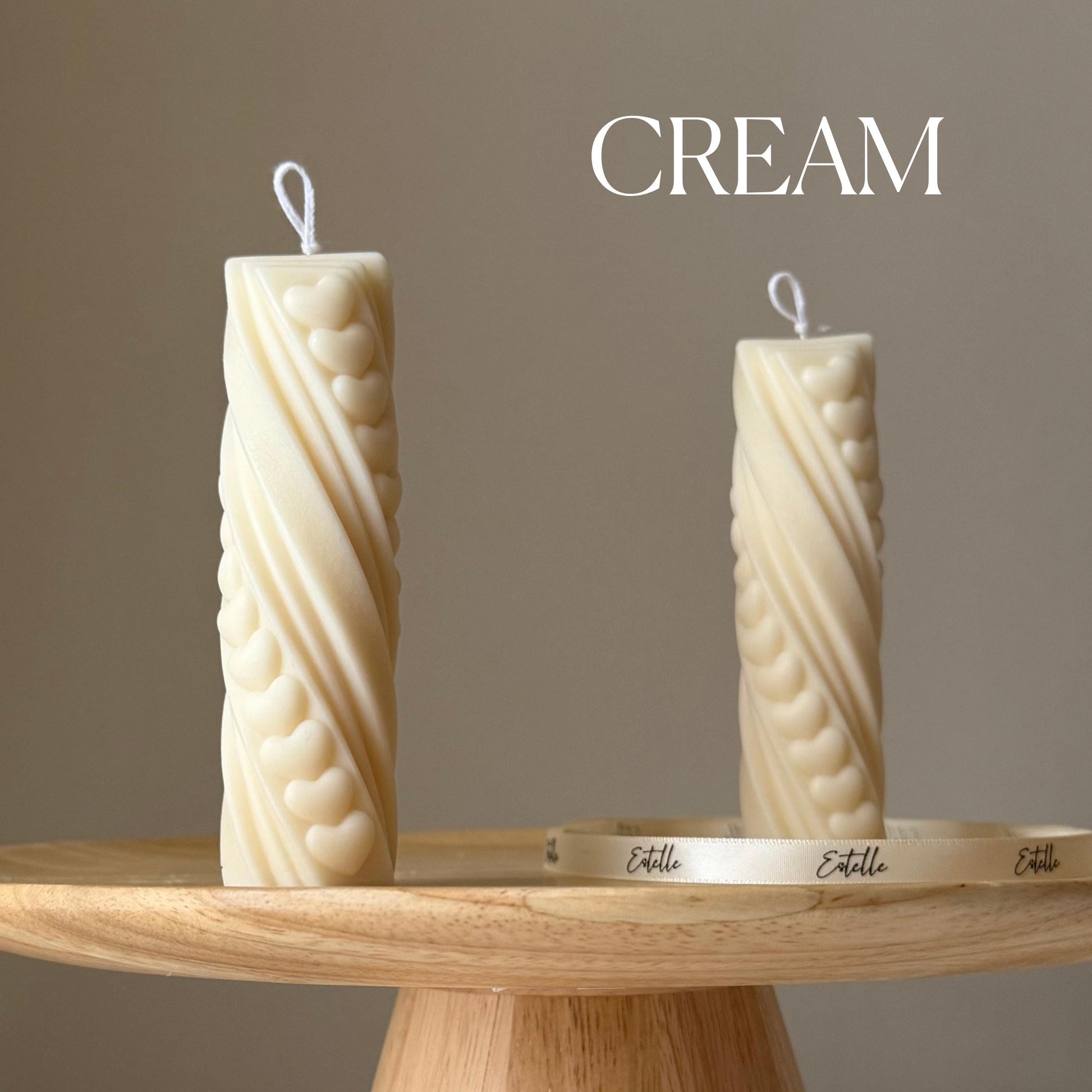Tiny Hearts Soy Wax Pillar Candle: Handmade Sculptural Decor