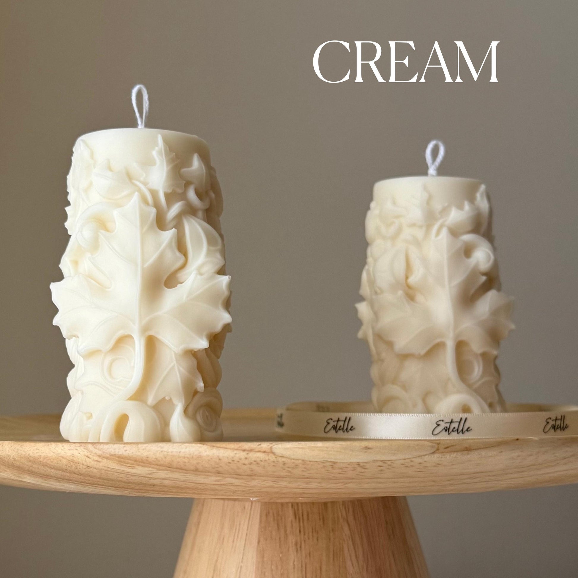 Handmade Maple Leaf Soy Pillar Candle: Home Decor Gift