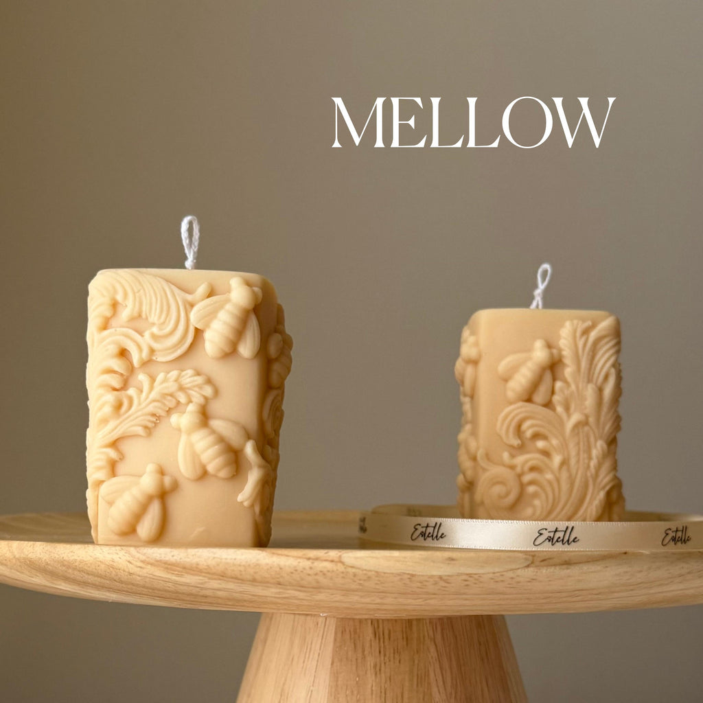 Bees Soy Pillar Candle: Handmade Home Decor