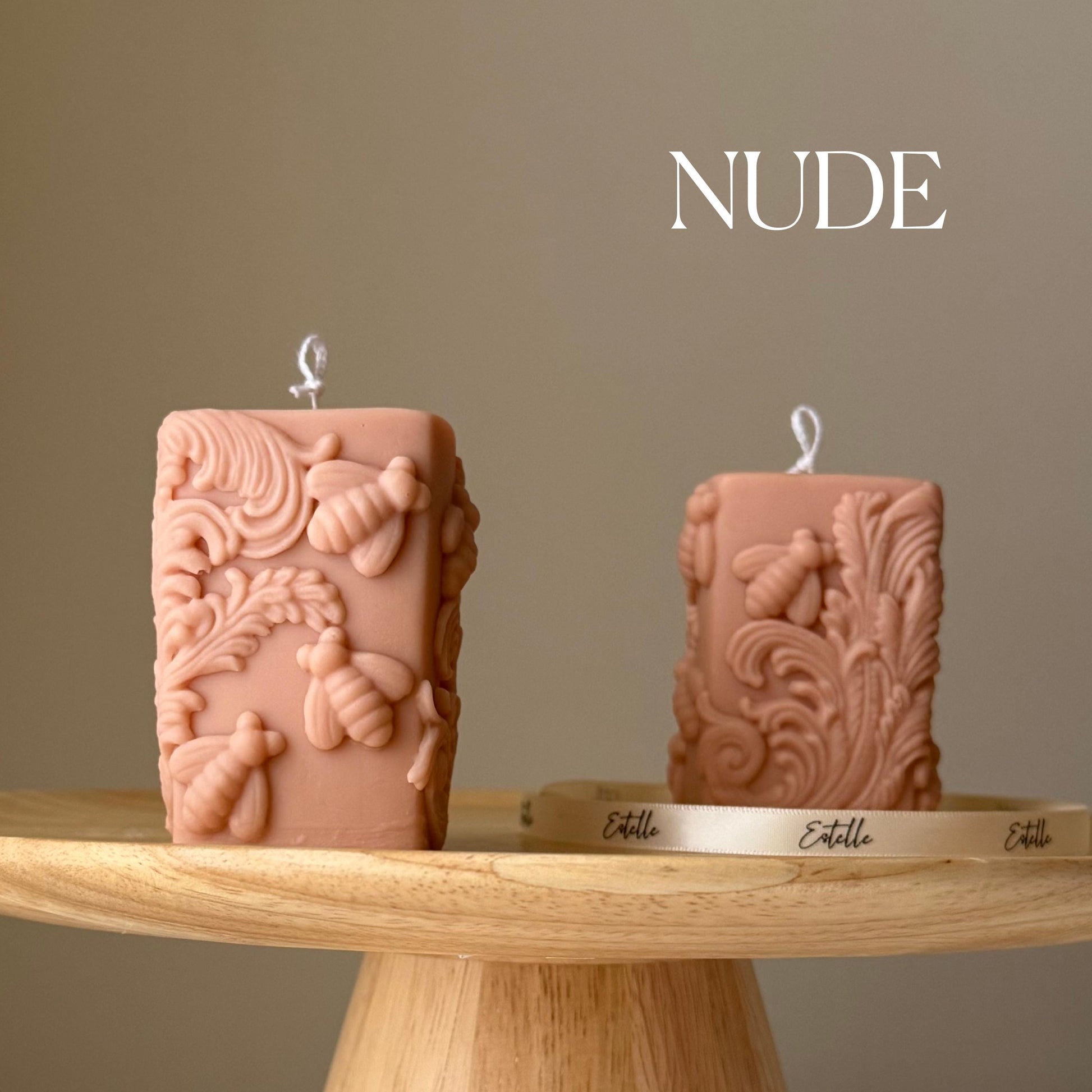 Bees Soy Pillar Candle: Handmade Home Decor