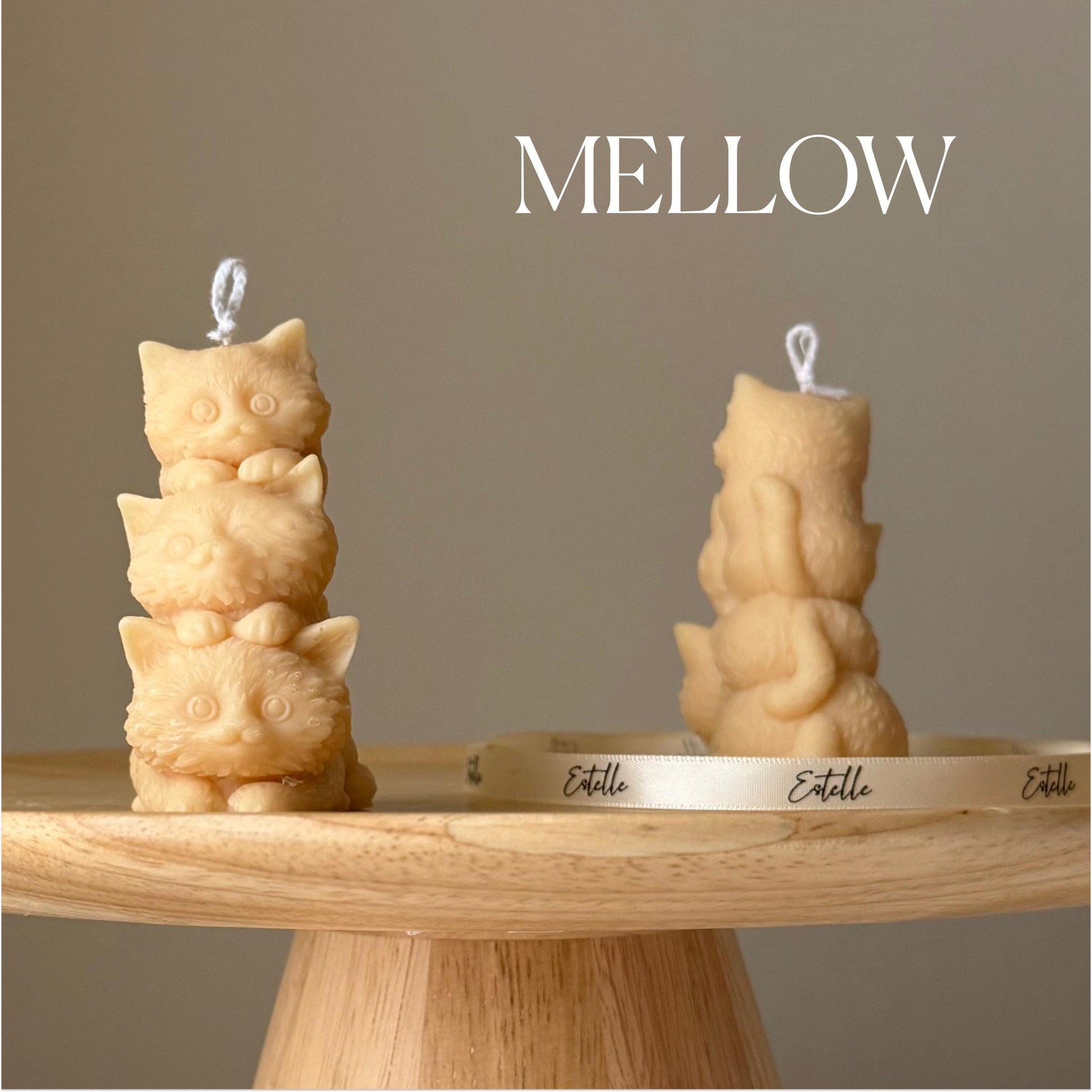 Sculptural Tiny Kittens Candle: Handmade Soy Wax Home Decor