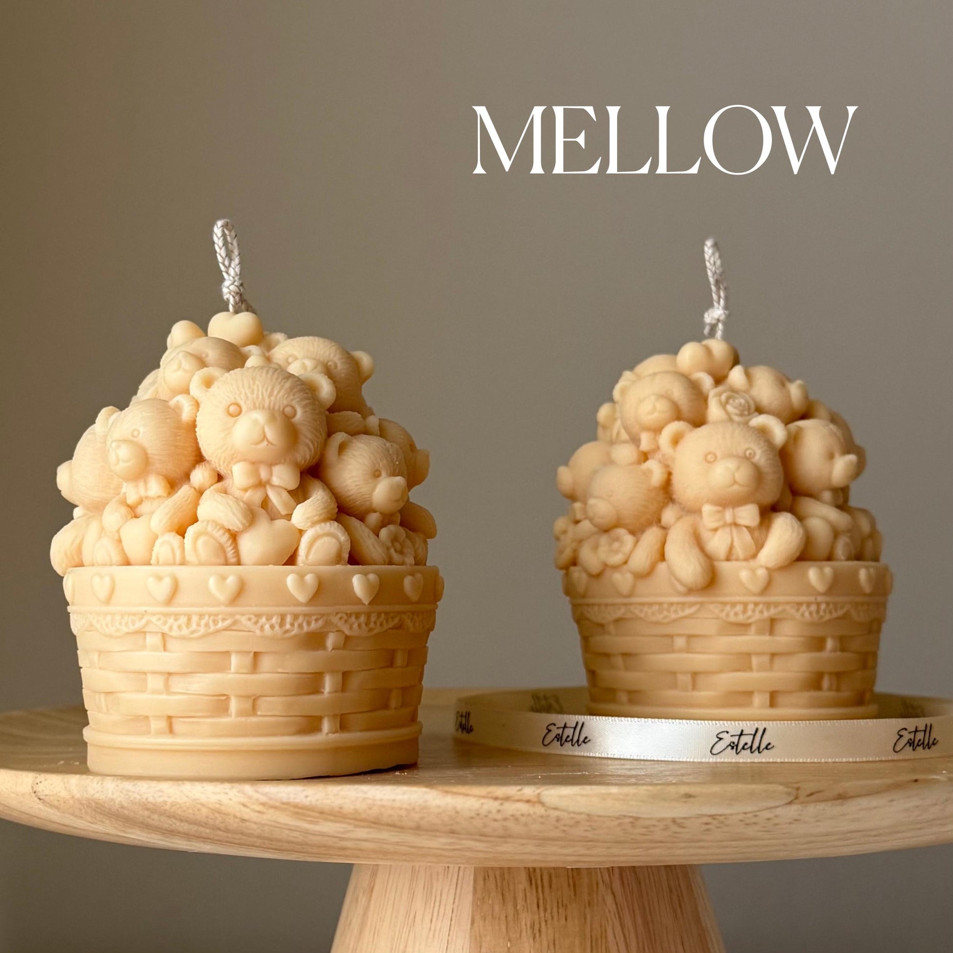 Teddy Bears Basket Candle: Shaped Soy Wax Candle, Home Decor