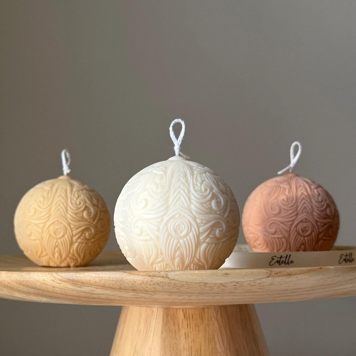 Bougie de soja Boule à motifs : Déco maison faite main, cadeau de pendaison de crémaillère