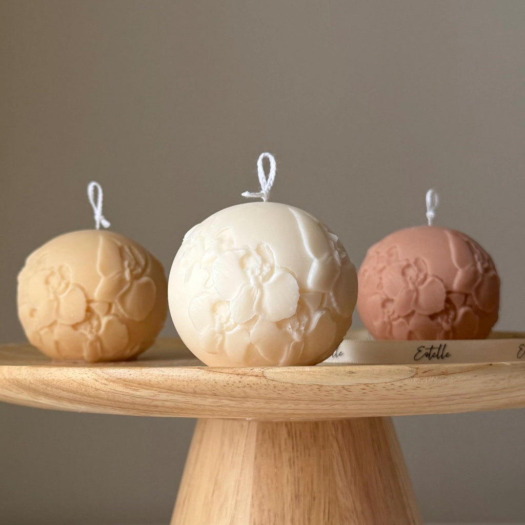 Boule de bougie de soja Orchidée | Déco florale faite main pour la maison