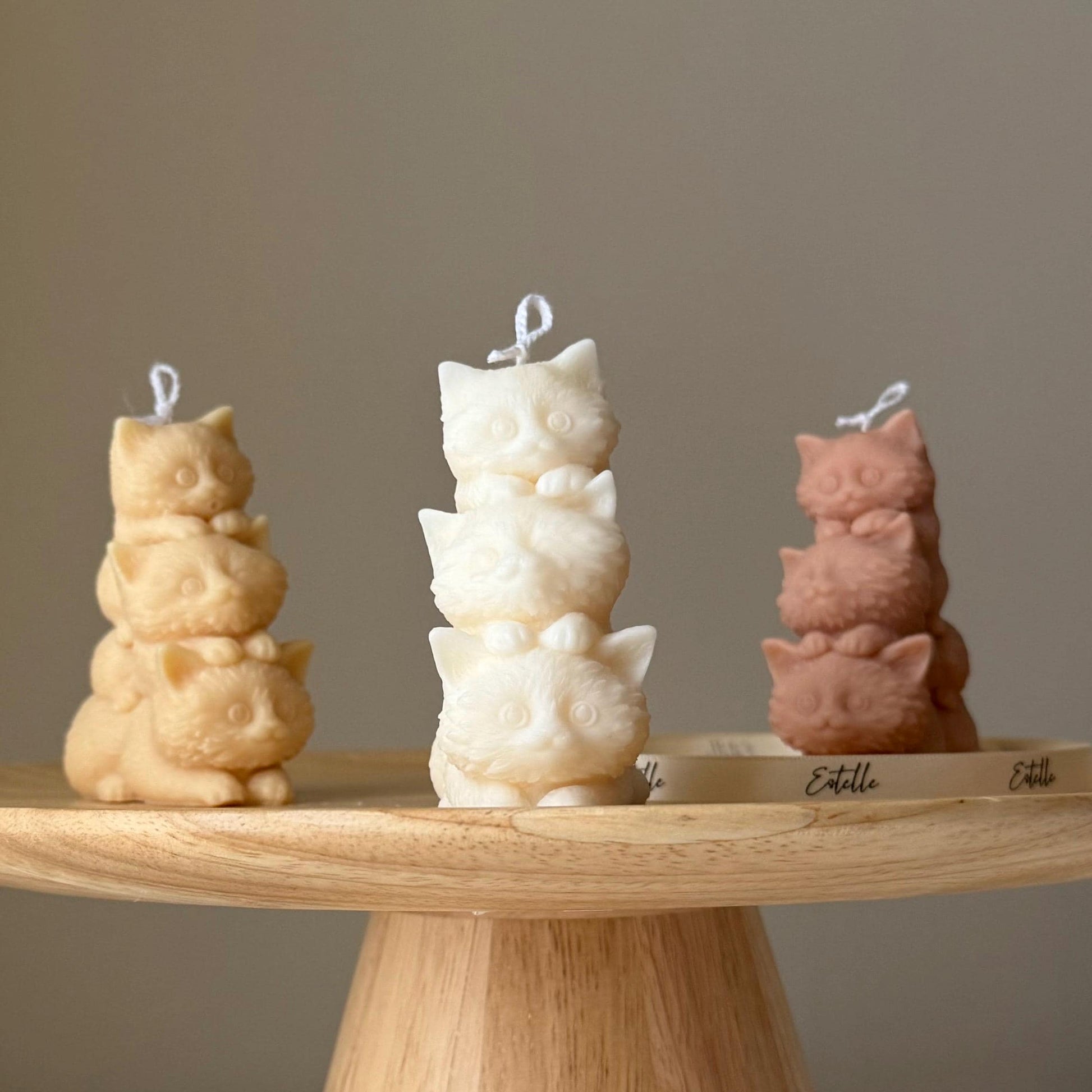 Sculptural Tiny Kittens Candle: Handmade Soy Wax Home Decor