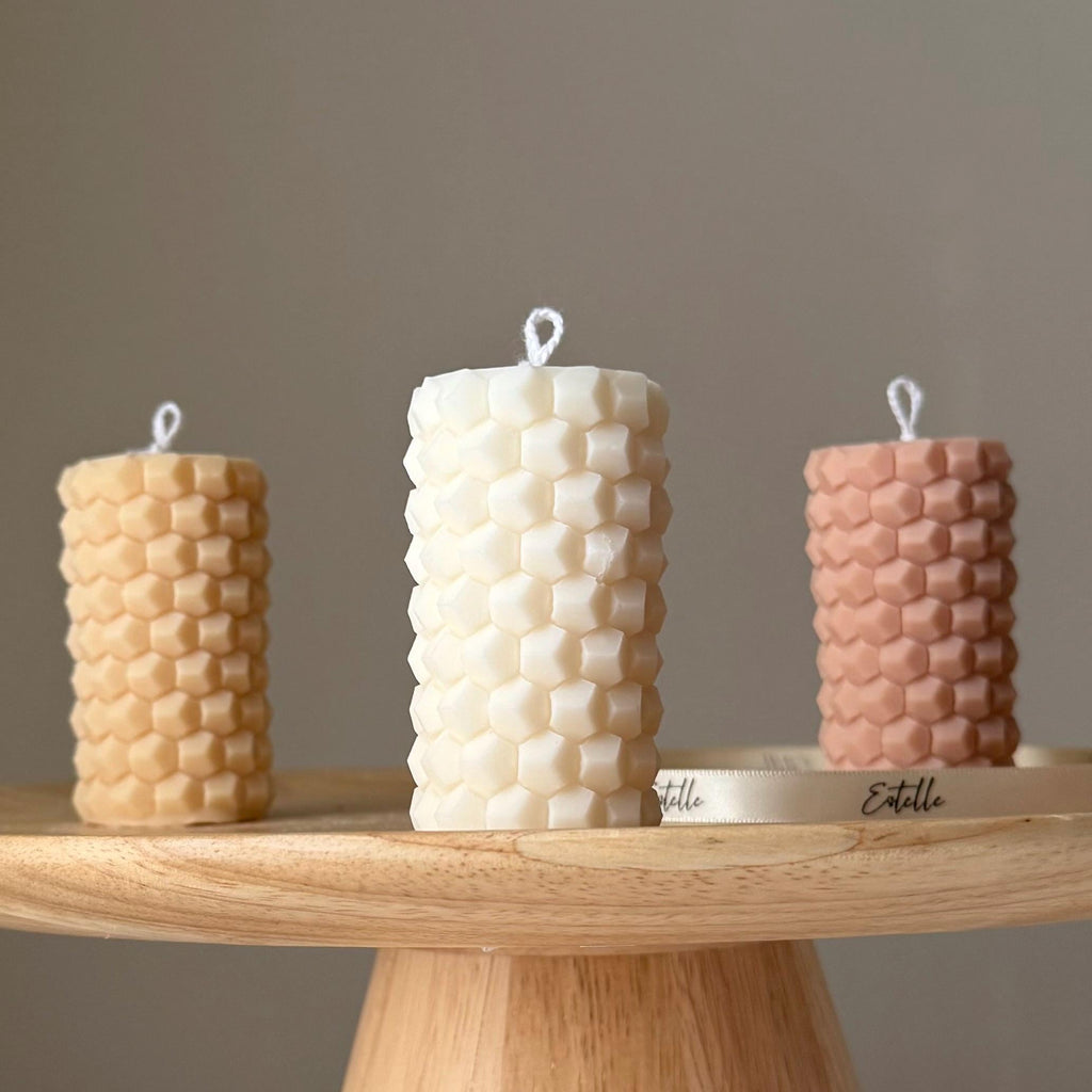 Honeycomb Soy Pillar Candle: Handmade Home Decor