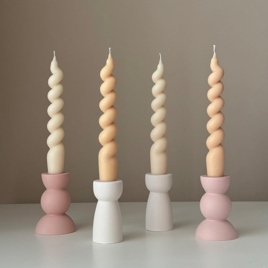 Handmade Spiral Soy Wax Taper Candle: Decorative Centerpiece
