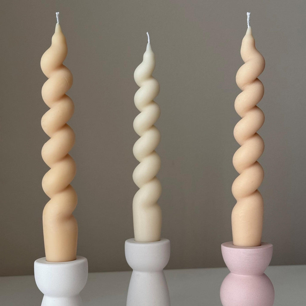 Handmade Spiral Soy Wax Taper Candle: Decorative Centerpiece