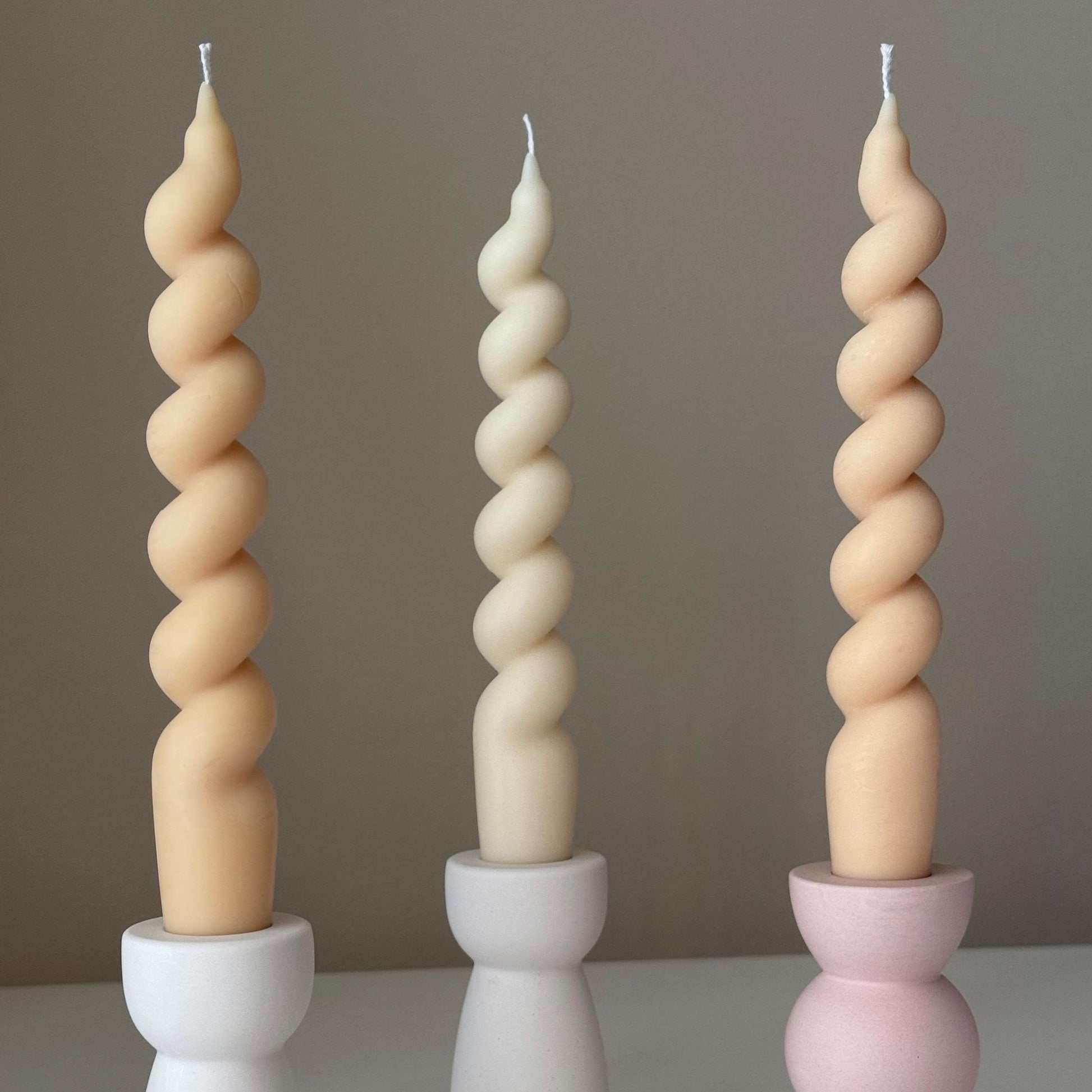 Handmade Spiral Soy Wax Taper Candle: Decorative Centerpiece