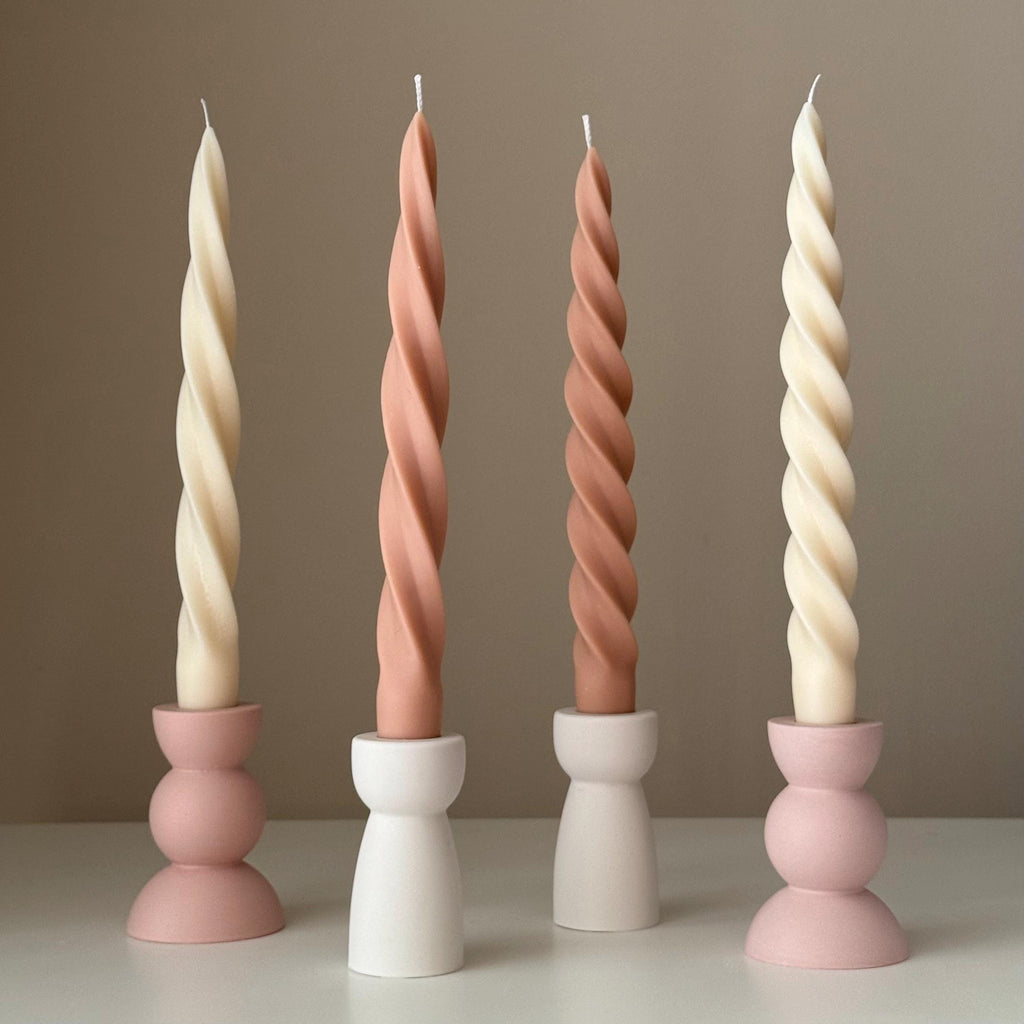 Spiral Soy Wax Taper Candle: Trendy Dinner Table Centerpiece