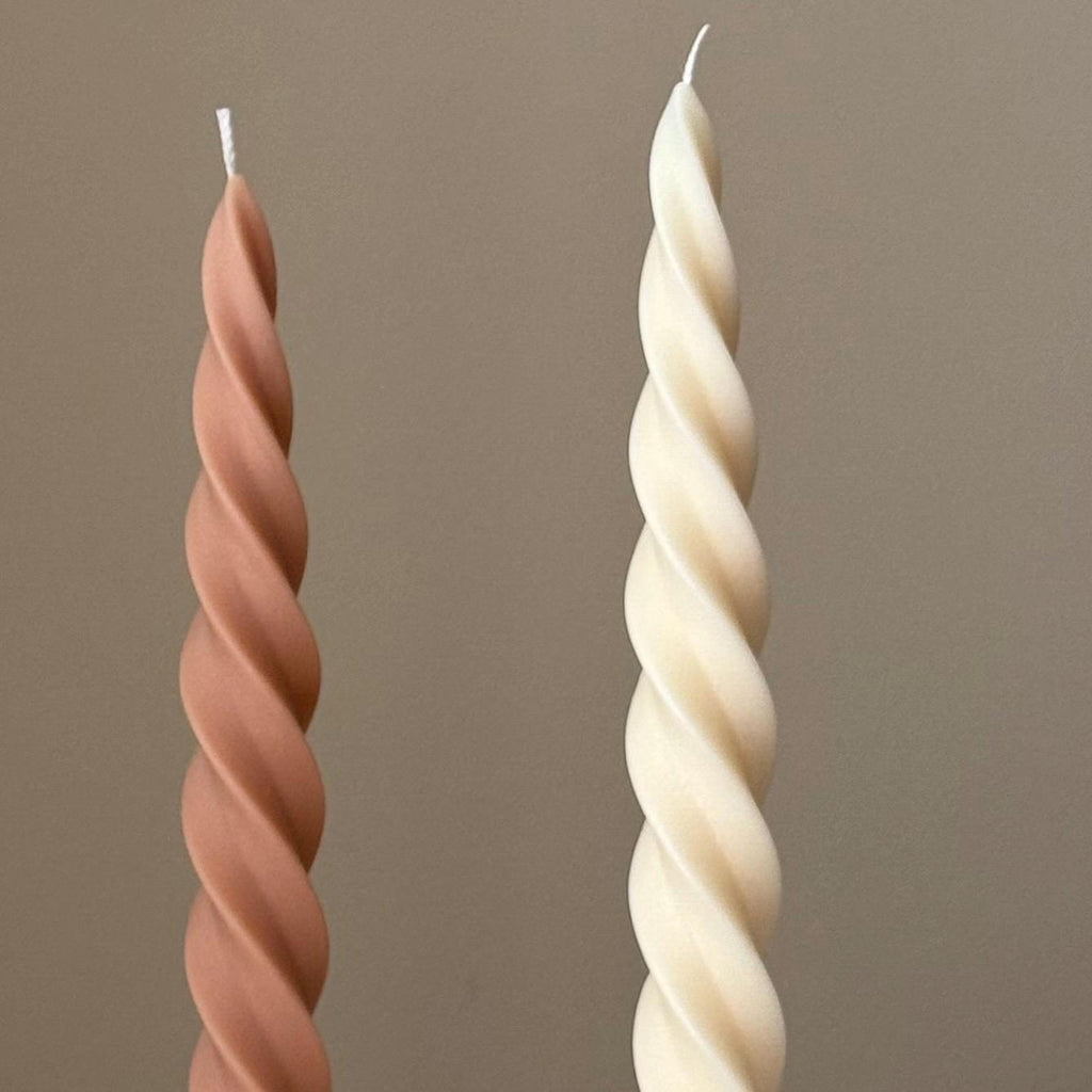 Spiral Soy Wax Taper Candle: Trendy Dinner Table Centerpiece