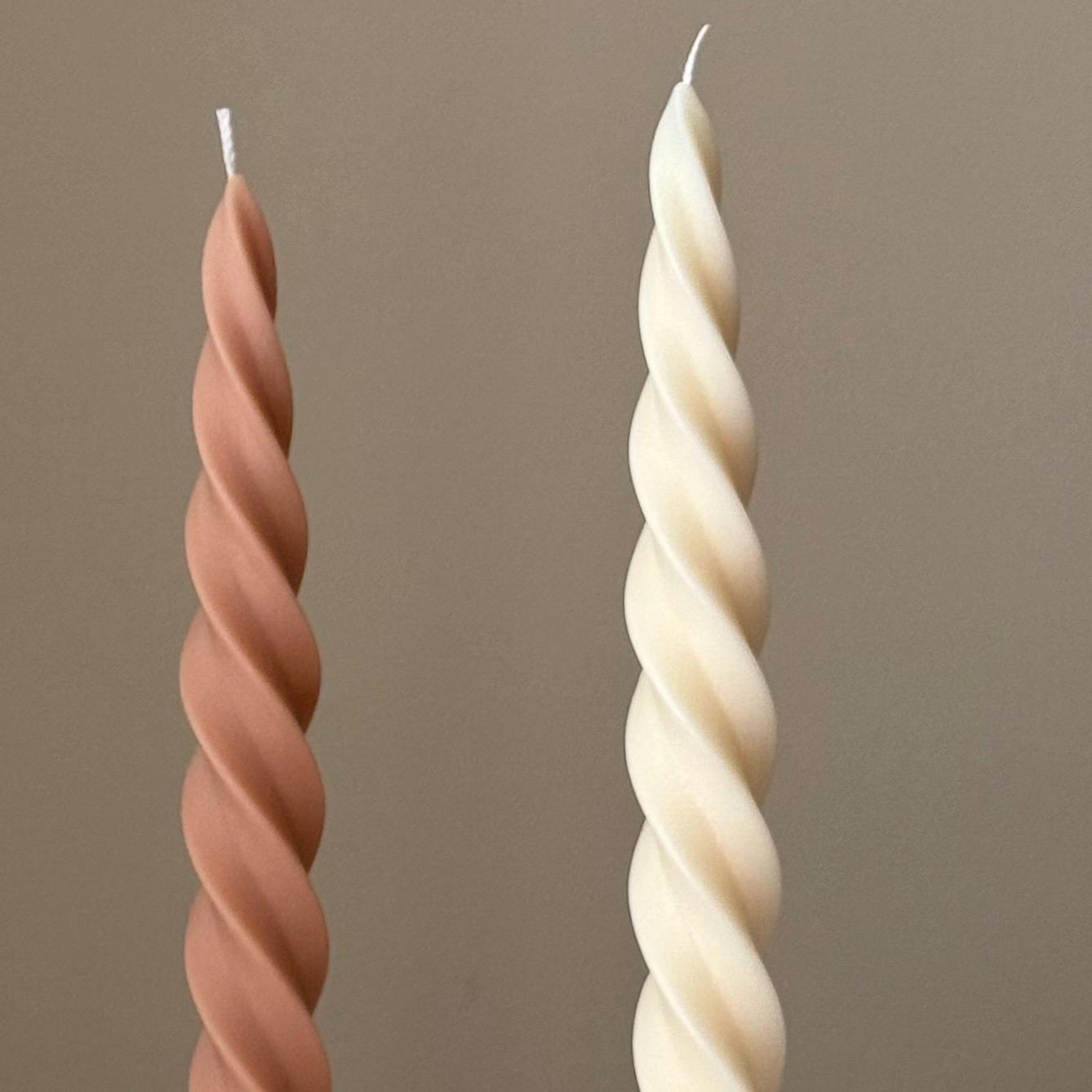 Spiral Soy Wax Taper Candle: Trendy Dinner Table Centerpiece