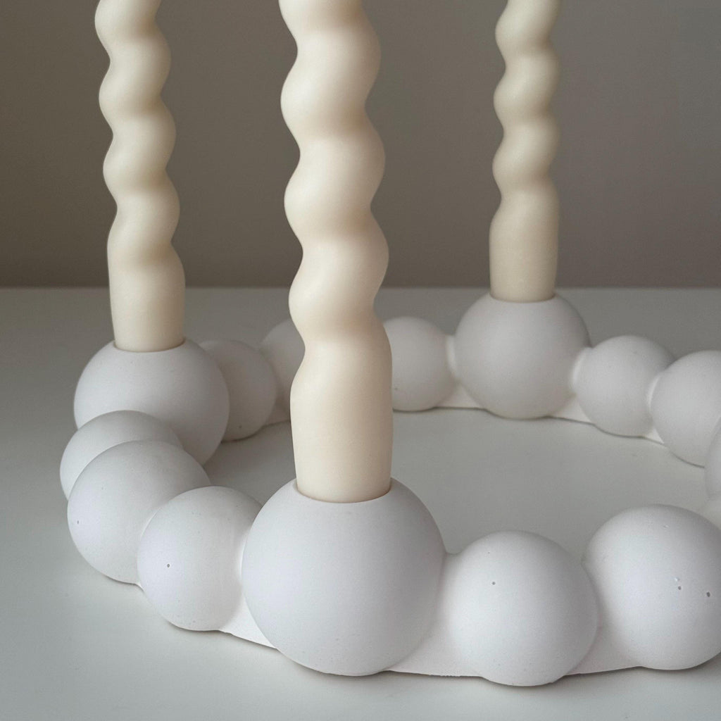 Bubbles Candlestick Holder: Jesmonite Taper Candle, Wedding Table Decor