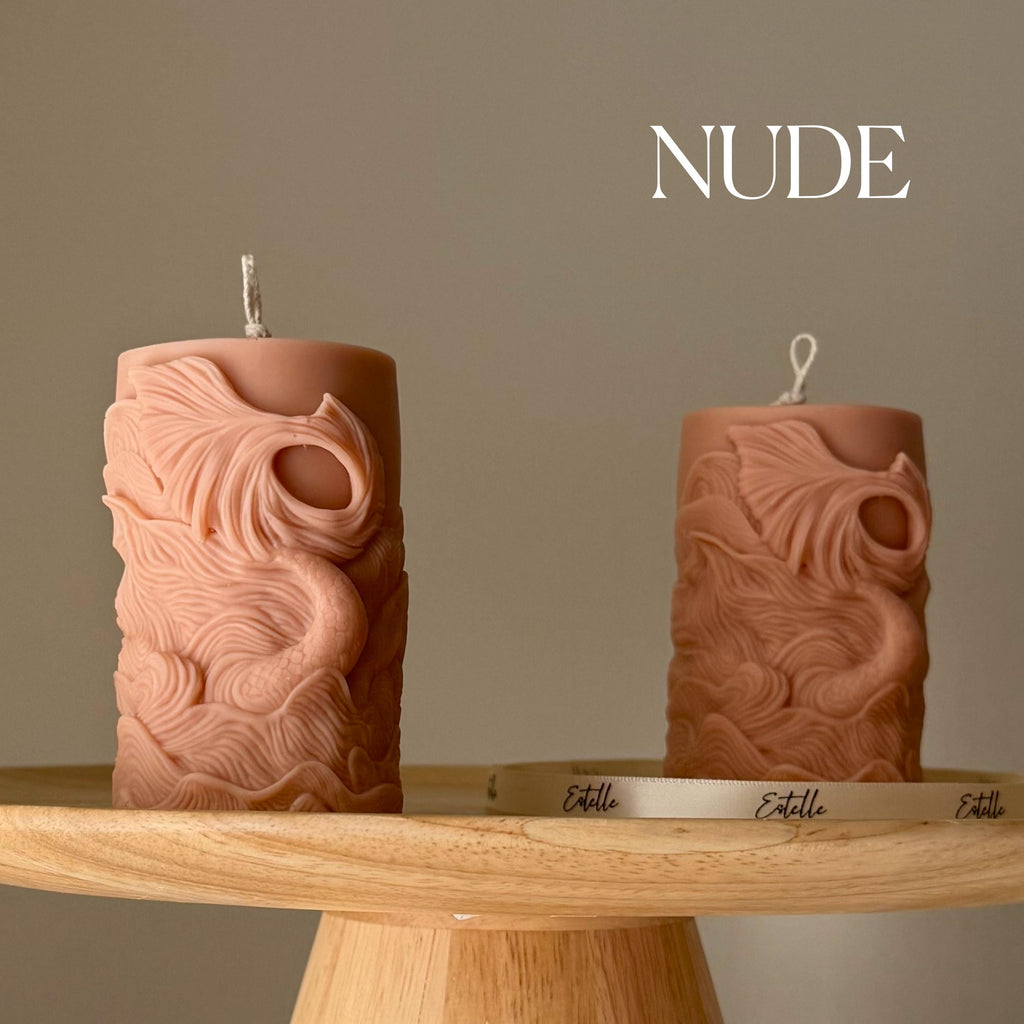 Fishtail Soy Pillar Candle: Handmade Home Decor