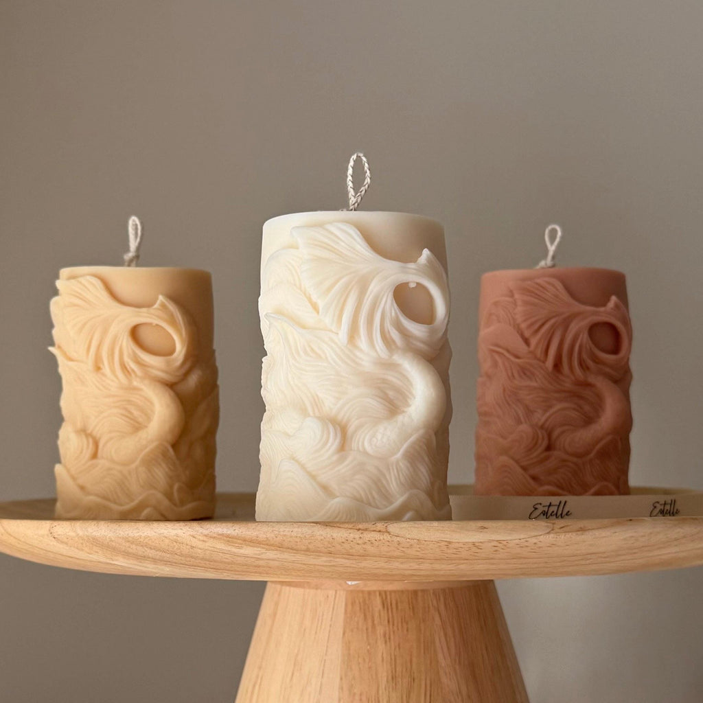 Fishtail Soy Pillar Candle: Handmade Home Decor