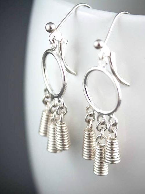 Boucles d'oreilles cloche Viking en argent sterling - Boucles d'oreilles bohèmes tendance à offrir