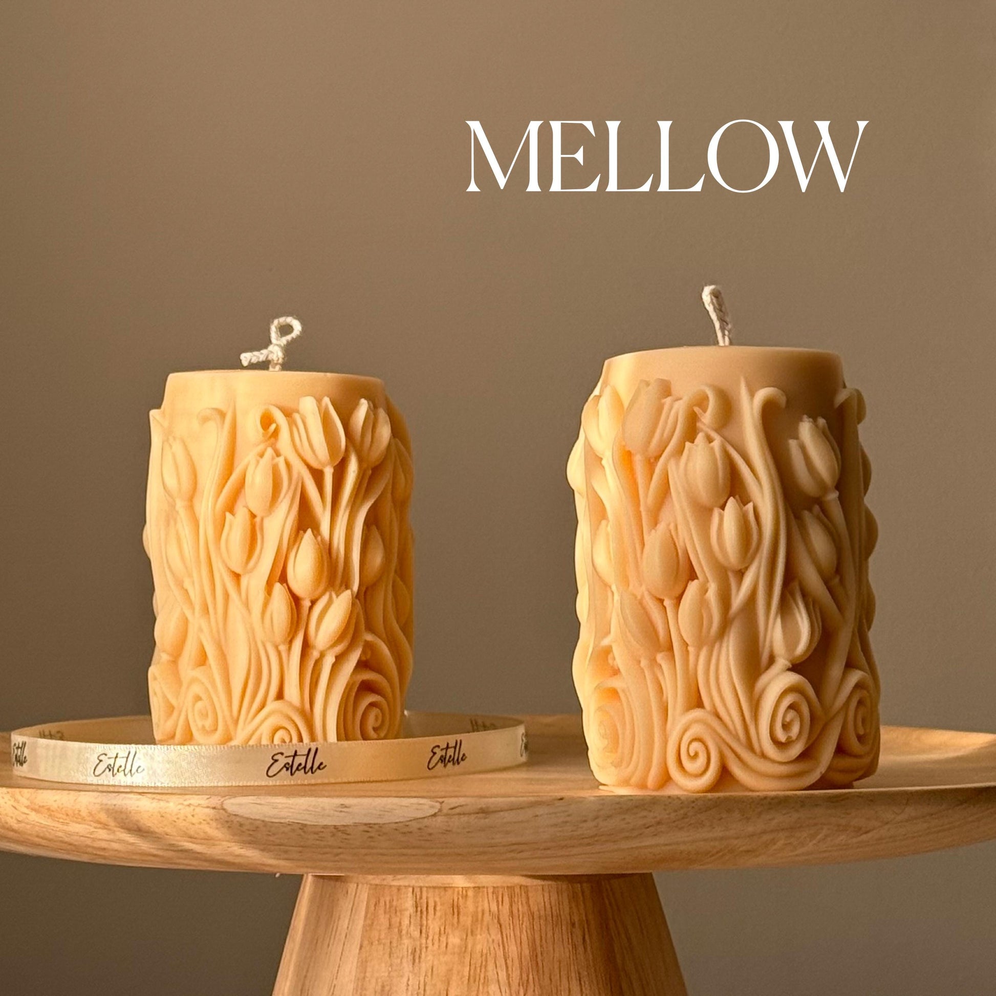 Handmade Tulip Soy Wax Pillar Candle: Home Decor Gift