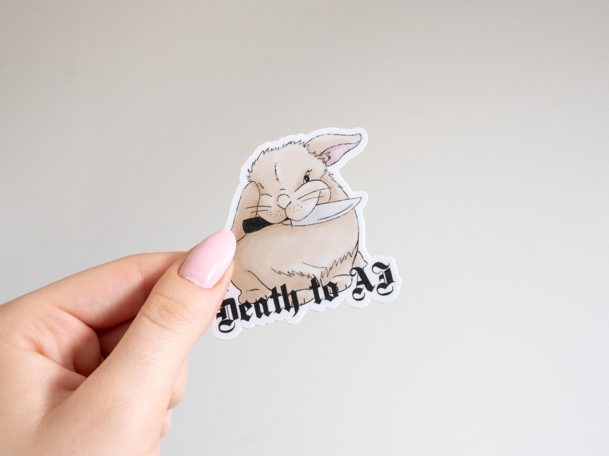 Cute Bunny Sticker | Angry Bunny Sticker | Death to AI Sticker | Gift for Artists
