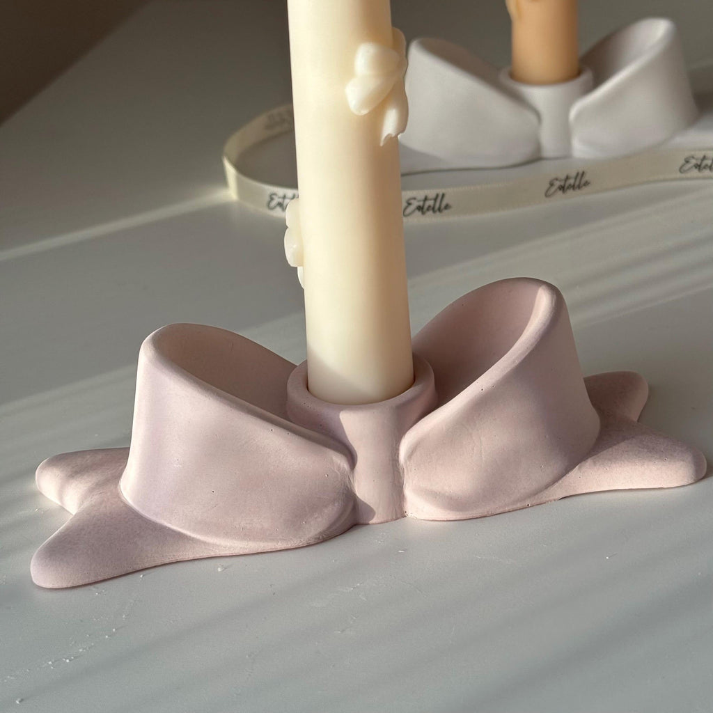 Bowtie Jesmonite Candlestick Holder: Modern Table Decor