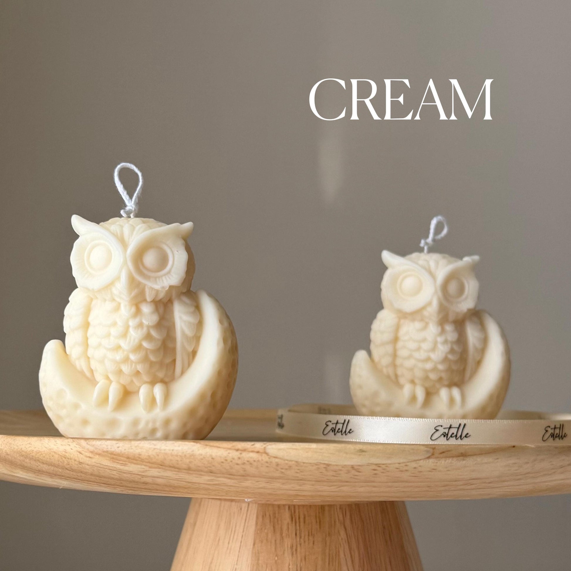 Moon Owl Soy Candle: Handmade Sculptural Home Decor