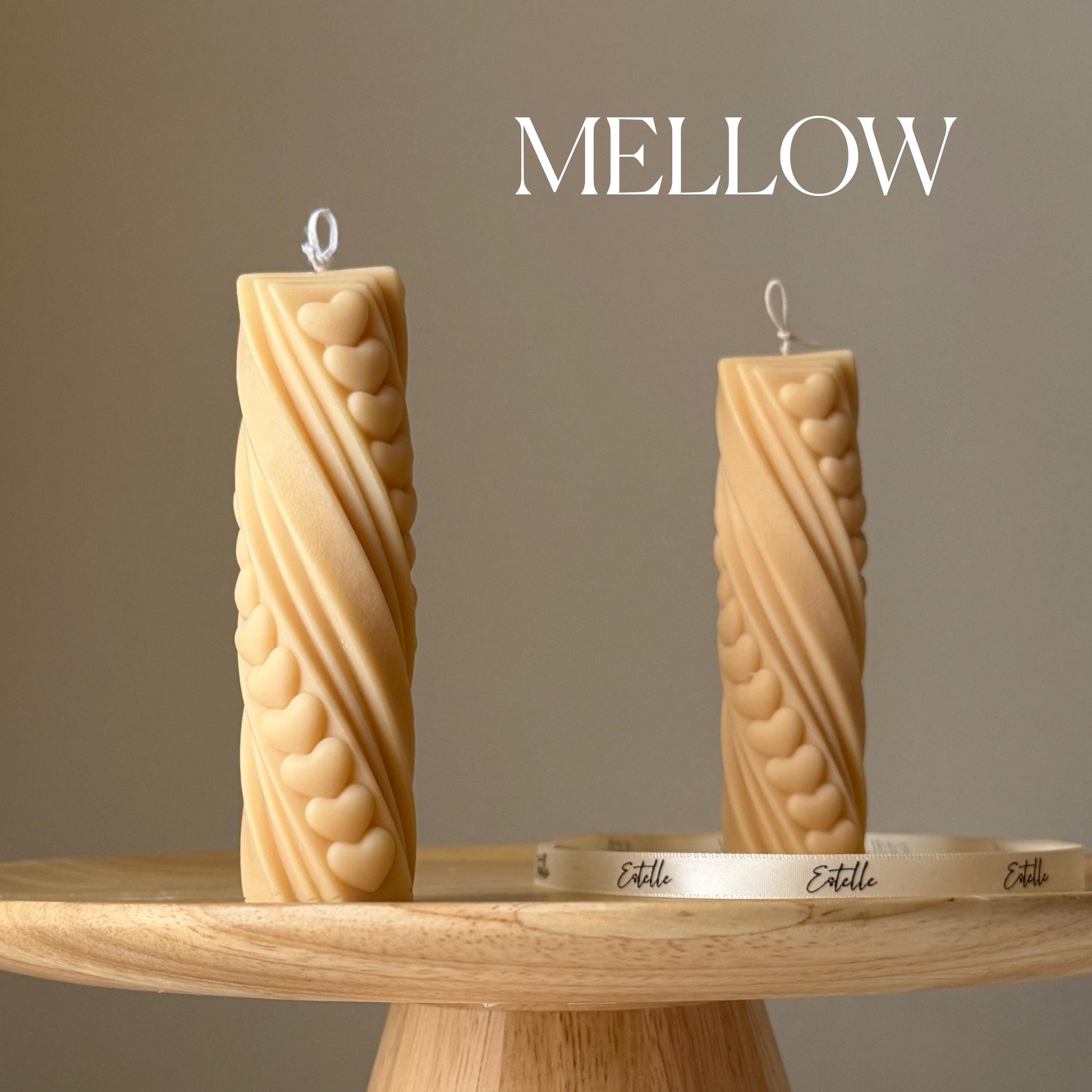 Tiny Hearts Soy Wax Pillar Candle: Handmade Sculptural Decor