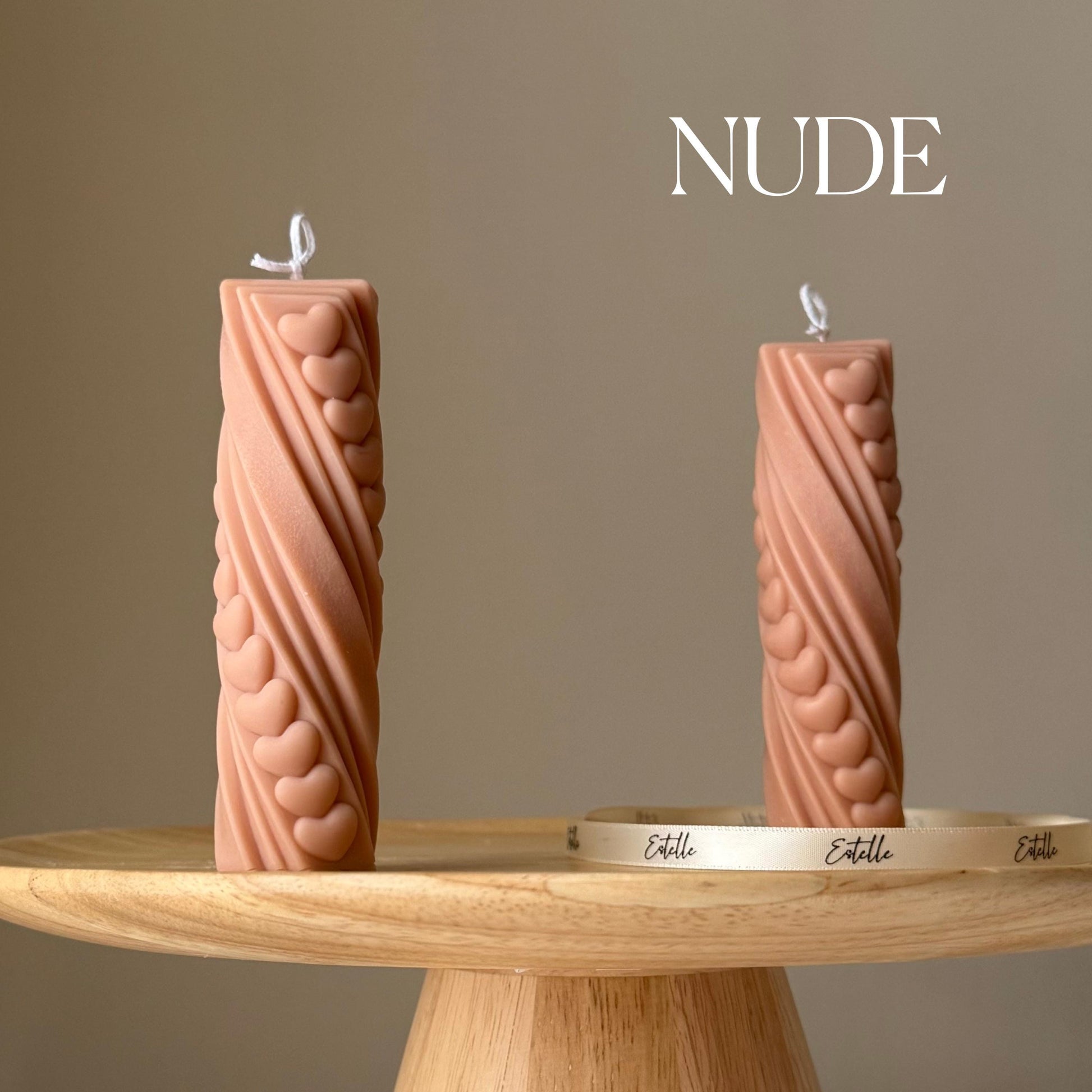 Tiny Hearts Soy Wax Pillar Candle: Handmade Sculptural Decor