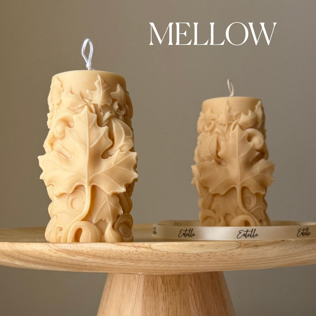Handmade Maple Leaf Soy Pillar Candle: Home Decor Gift