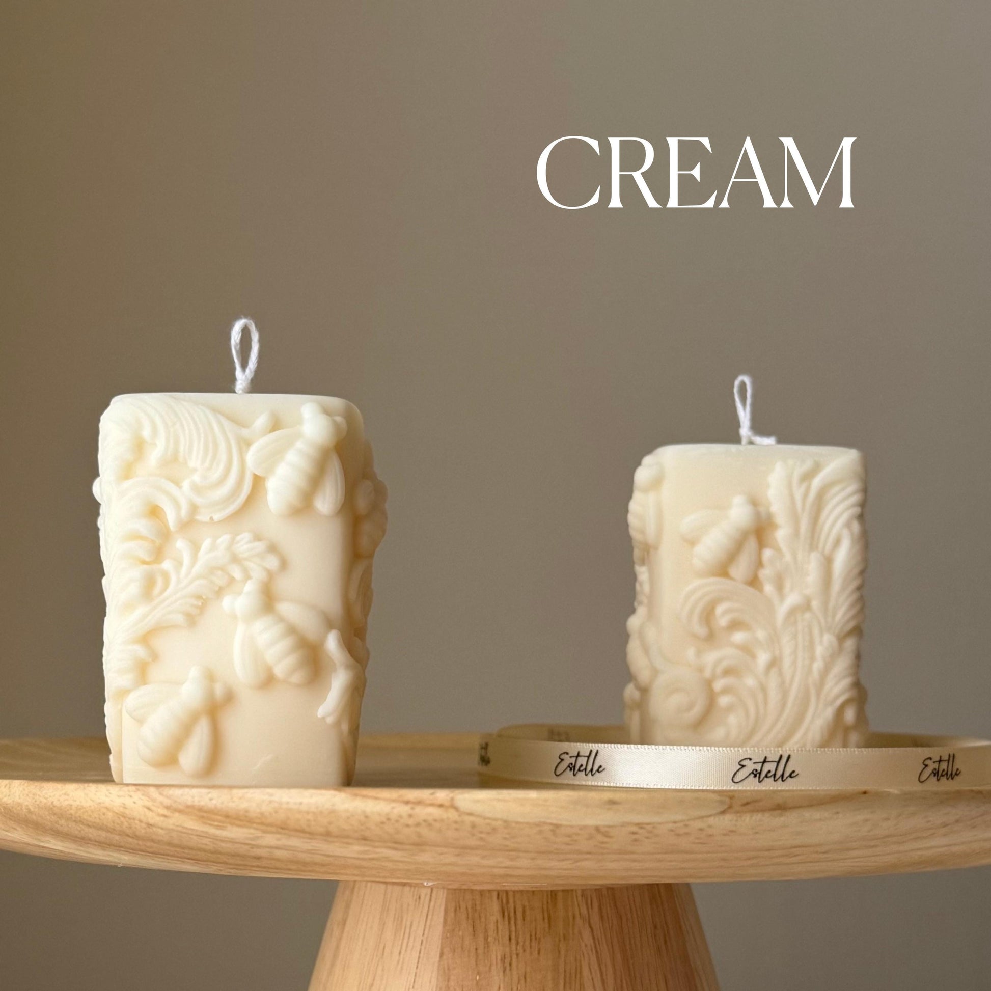 Bees Soy Pillar Candle: Handmade Home Decor