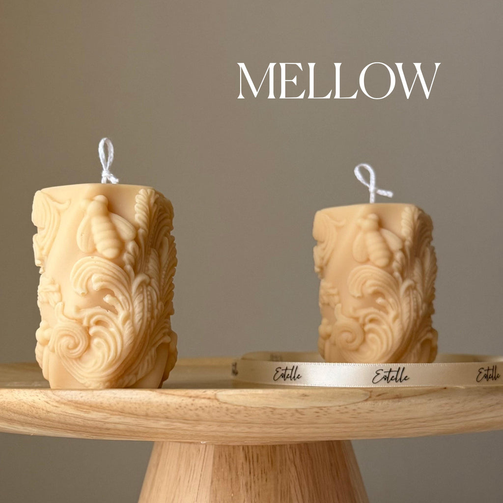 Bees Soy Pillar Candle: Handmade Home Decor Gift