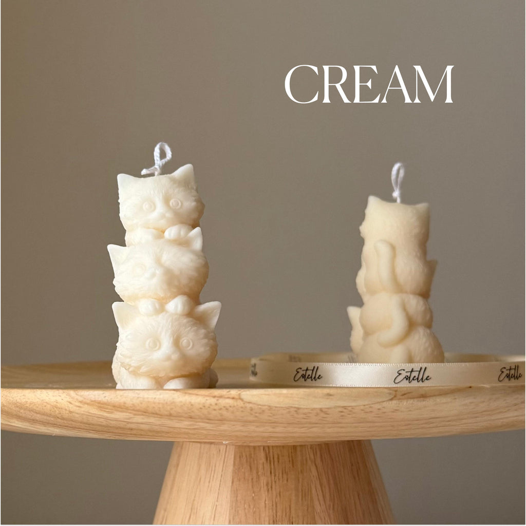 Sculptural Tiny Kittens Candle: Handmade Soy Wax Home Decor