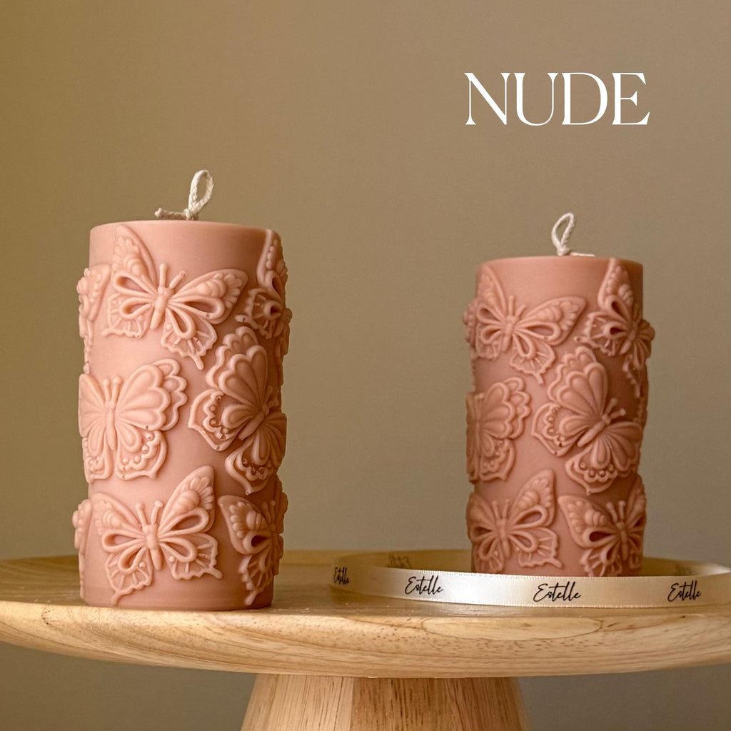 Butterfly Pillar Candle: Shaped Soy Wax Candle, Home Decor
