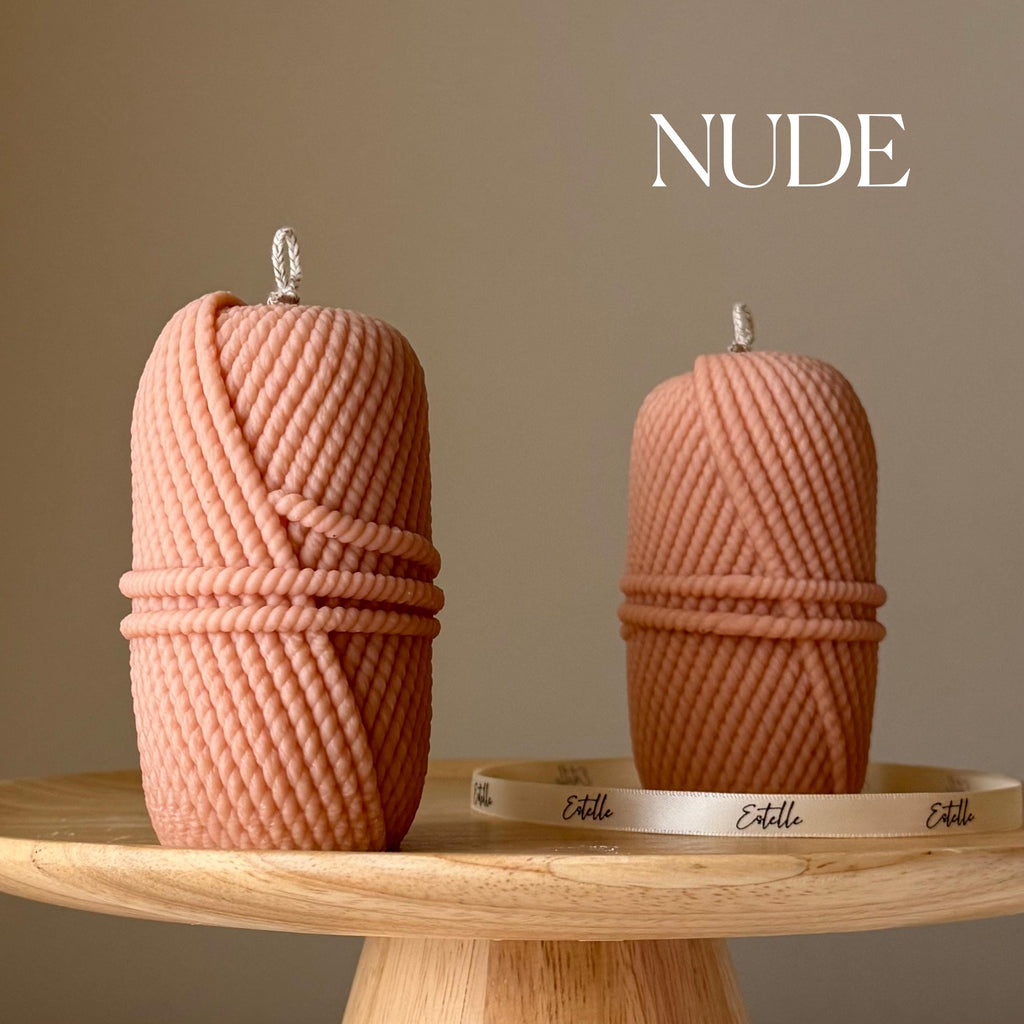 Knitting Wool Soy Pillar Candle: Handmade Home Decor