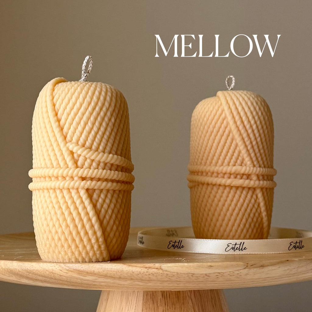 Knitting Wool Soy Pillar Candle: Handmade Home Decor