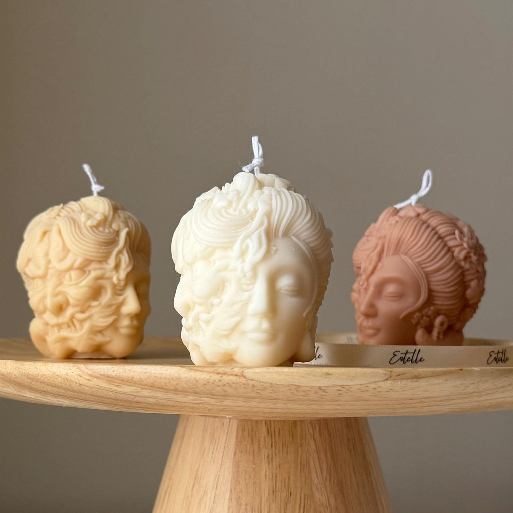 Bougie sculpturale Tête de Dame | Déco en cire de soja faite main
