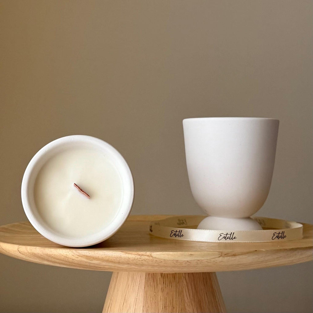 Jesmonite Vase Jar Soy Candle: Handmade Scented Container Candle