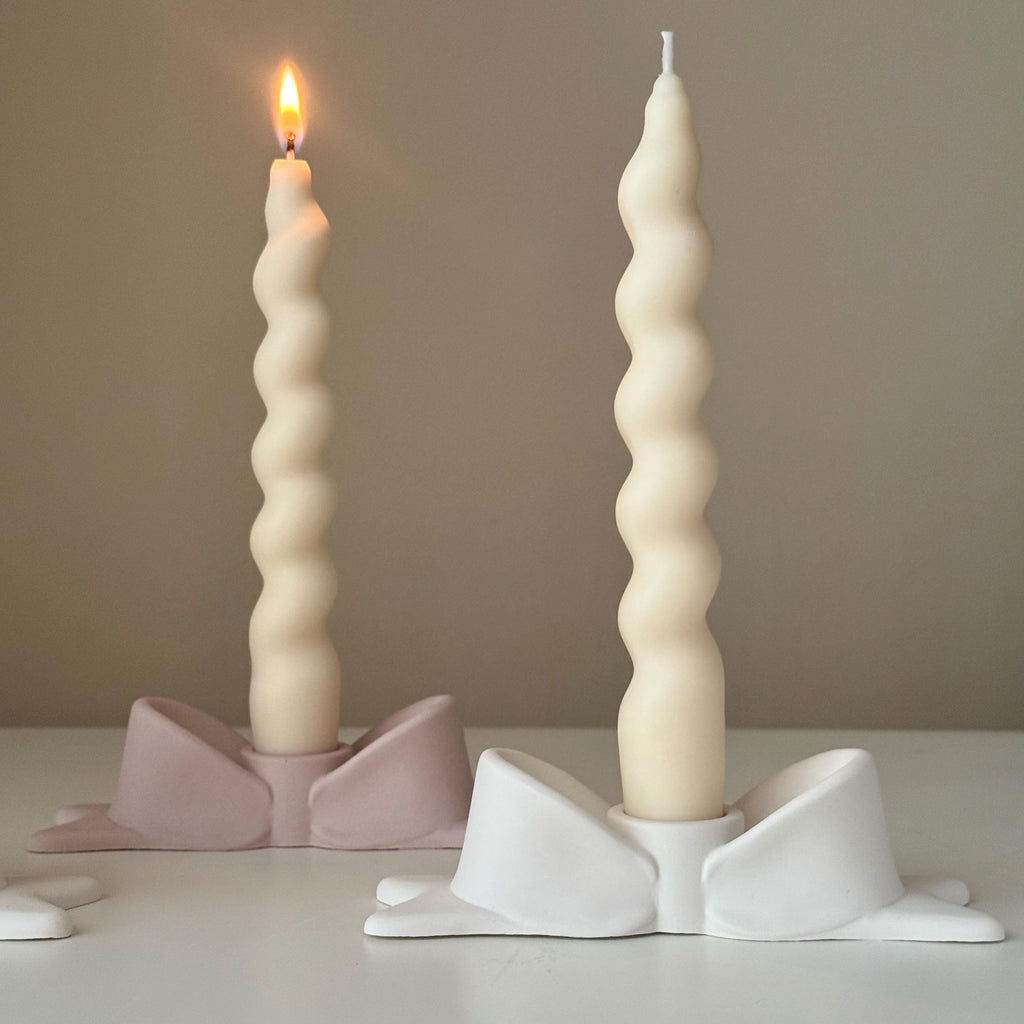 Bowtie Jesmonite Candlestick Holder: Modern Table Decor