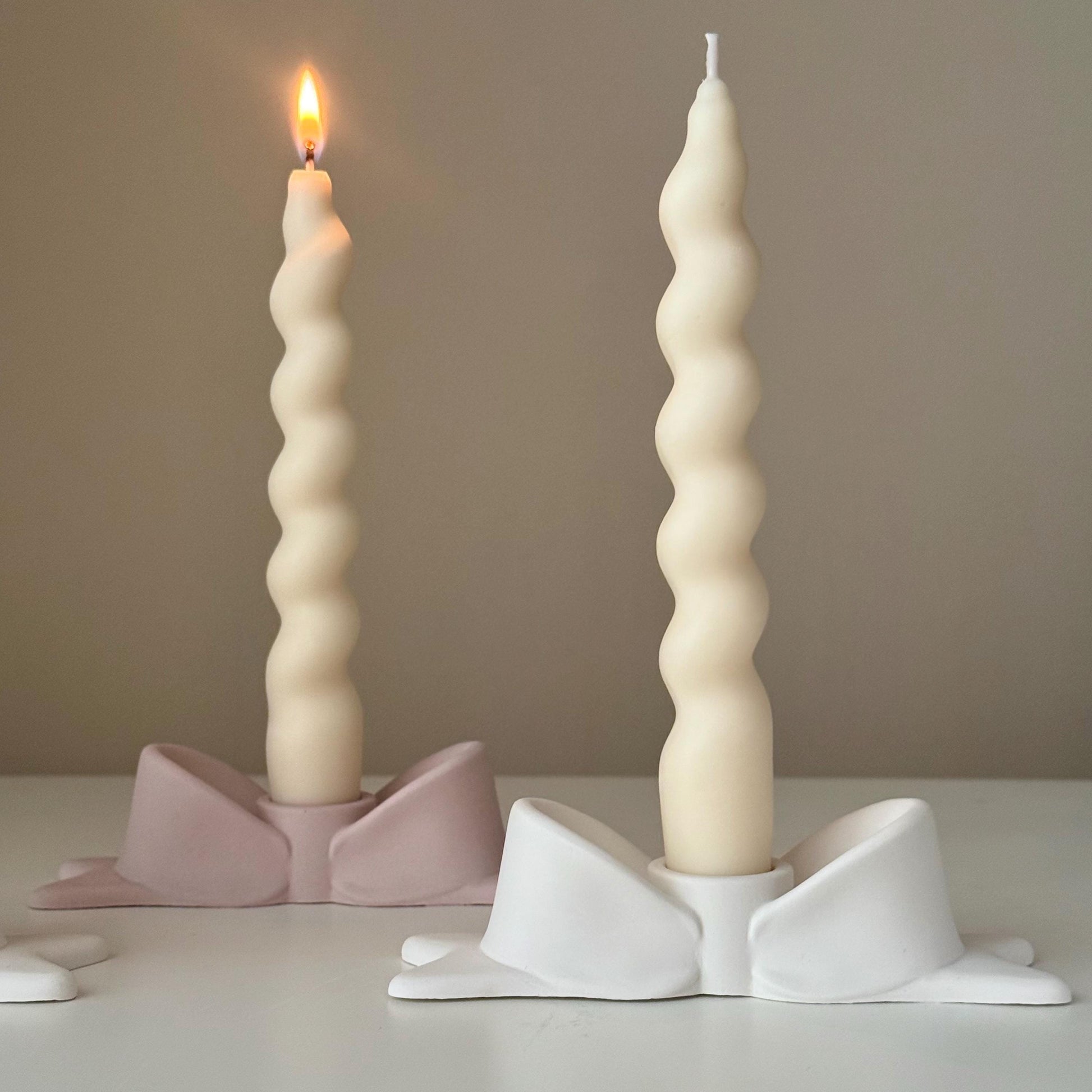 Bowtie Jesmonite Candlestick Holder: Modern Table Decor