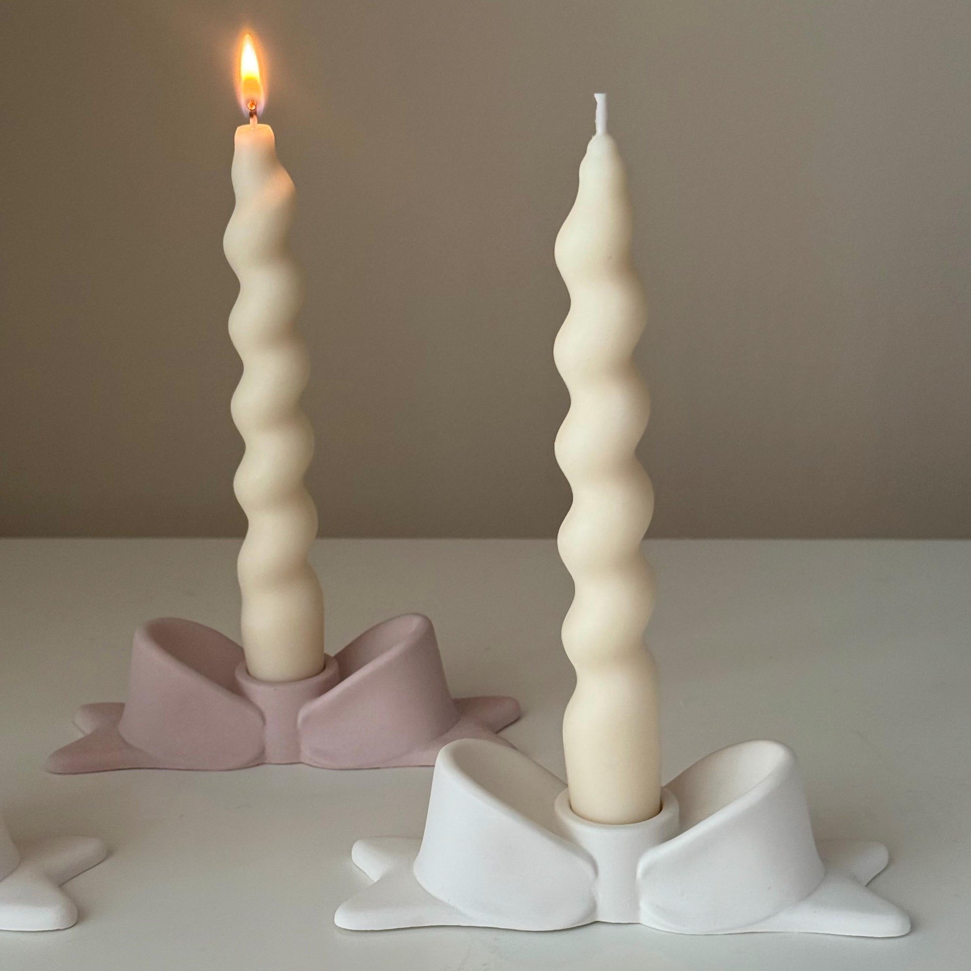Bowtie Jesmonite Candlestick Holder: Modern Table Decor