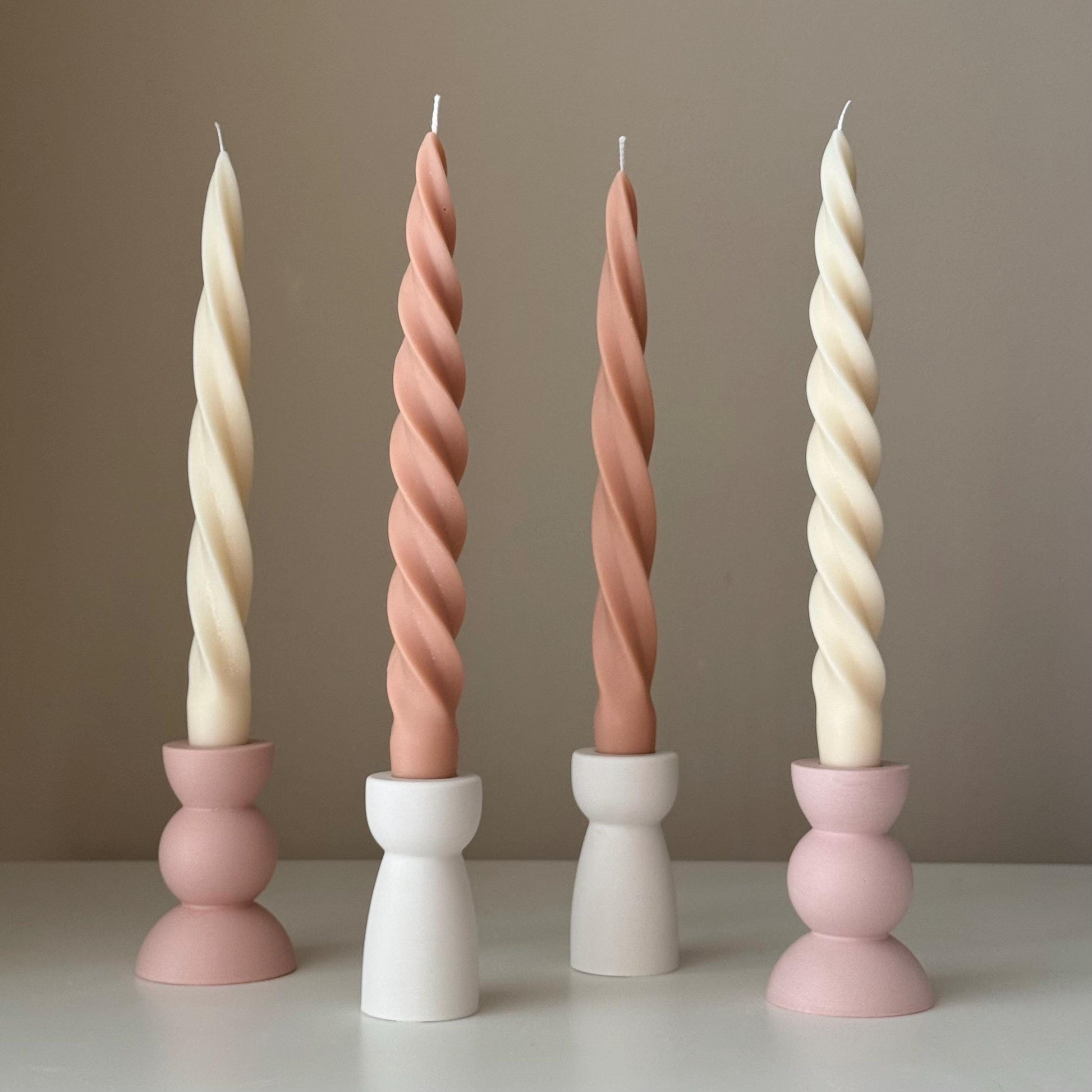 Spiral Soy Wax Taper Candle: Trendy Dinner Table Centerpiece